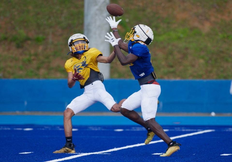 Rickards football players participated in spring practice on May 3, 2022, at Rickards High School.