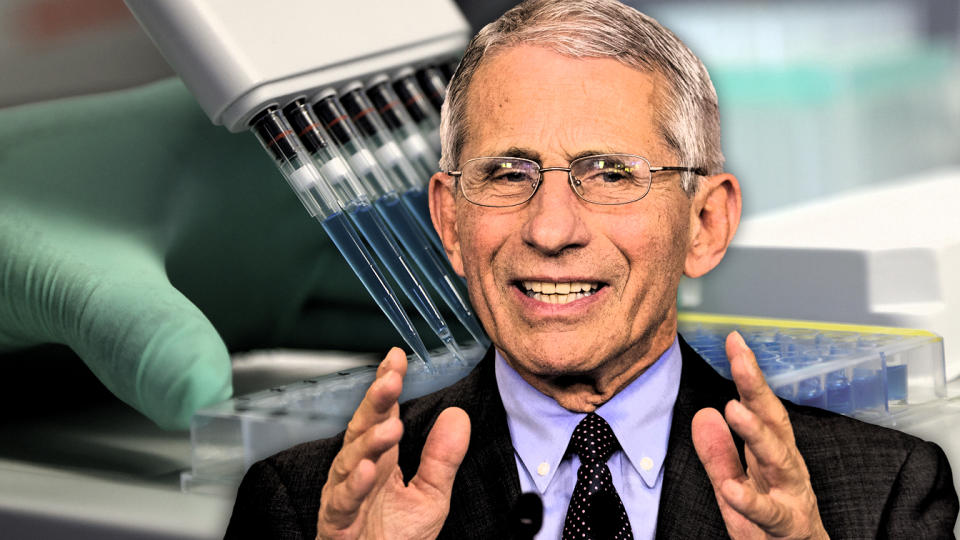 Dr. Anthony Fauci. (Photo illustration: Yahoo News; photos: AP, Matthias Schrader/AP)