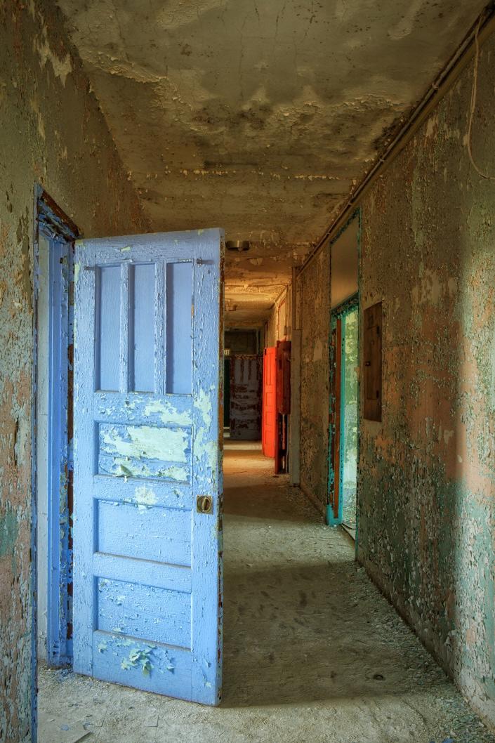 Franklin photographer Rebecca Skinner photographs abandoned spaces throughout the United States. She says, &quot;Texture, color and light play an important part in my image making and I am attracted to the beauty of these places as well as the forgotten history.&quot; 
See here is her photograph &quot;West Hallway,&quot; photograph printed on aluminum.