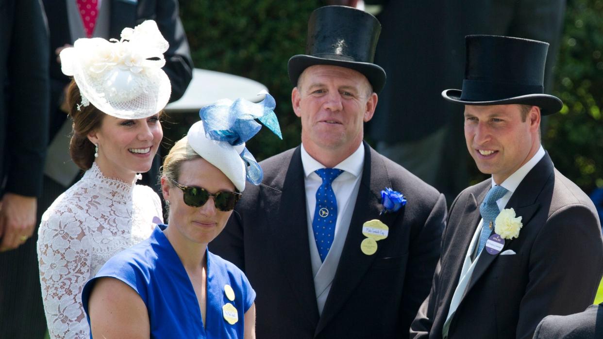 William and Kate chatting with Mike and Zara Tindall at Royal Ascot 2017