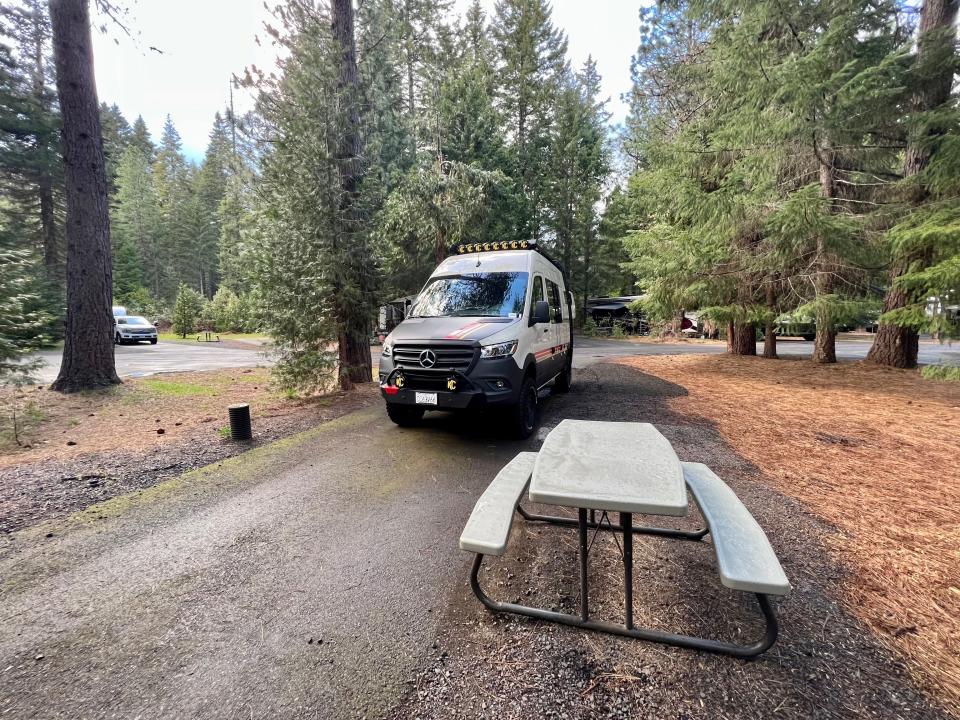 sprinter van parked in RV park