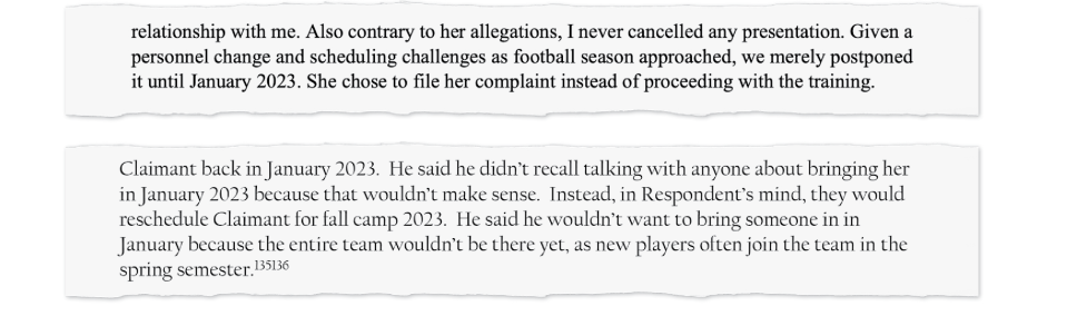 Tucker said in his public statement on Sept. 12 that he had merely postponed Tracy's July 2022 visit to January 2023, contradicting what he told the investigator in his interview.