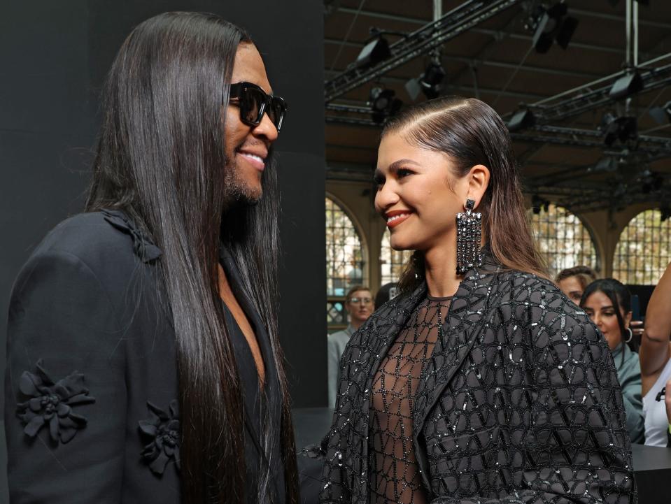 Law Roach and Zendaya attend the Valentino Womenswear Spring/Summer 2023 in Paris in October 2022.