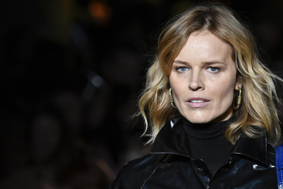 MILAN, ITALY - FEBRUARY 21: Eva Herzigova walks the runway during the Etro fashion show as part of Milan Fashion Week Fall/Winter 2020-2021 on February 21, 2020 in Milan, Italy. (Photo by Victor VIRGILE/Gamma-Rapho via Getty Images)