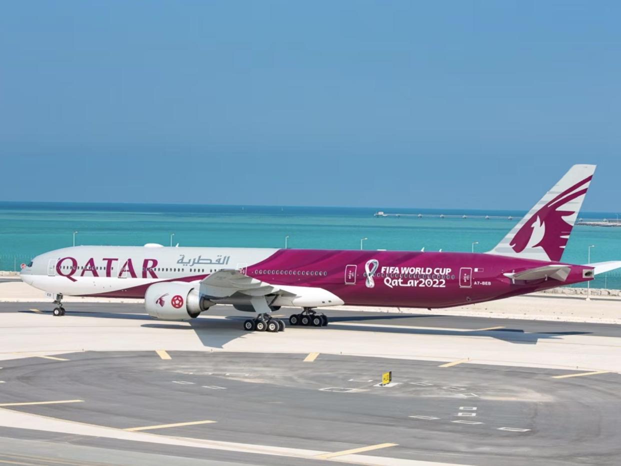 Qatar Airways' Boeing 777 special FIFA livery.