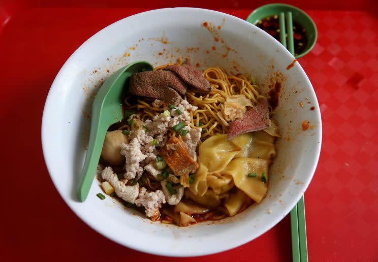 A bowl of $3.70 bak chor mee (mince pork noodles) is seen at Hill Street Tai Hwa Pork Noodles, which recently won a Michelin star, in Singapore July 28, 2016. REUTERS/Edgar Su 