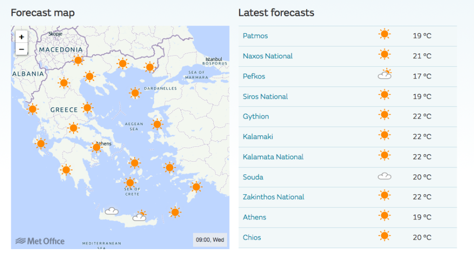 <em>The temperatures predicted in Britain are at least as high as those in Greece (Met Office)</em>