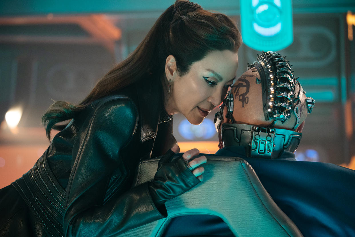 Michelle Yeoh as Georgiou and Joe Pingue as Dada Noe in Star Trek: Section 31, streaming on Paramount+, 2024. Photo Credit: Jan Thijs/Paramount+