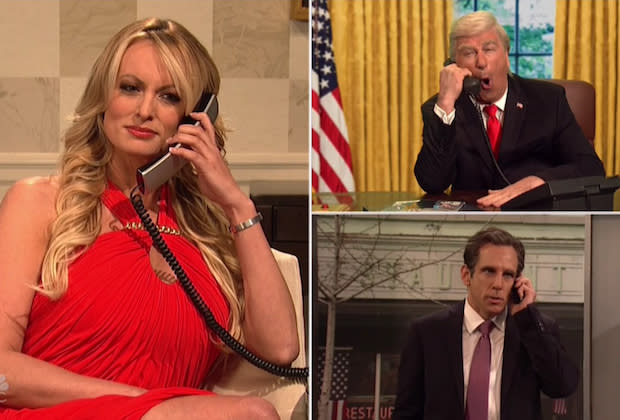 Stormy Daniels appeared on <em>Saturday Night Live</em>. (NBC)