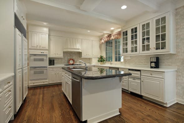 kitchen in luxury home with...