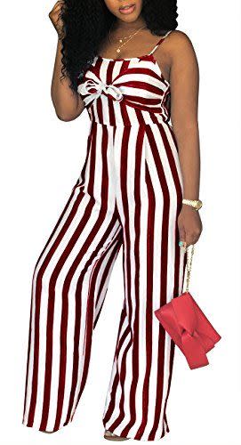 24) Spaghetti Strap Striped Jumpsuit