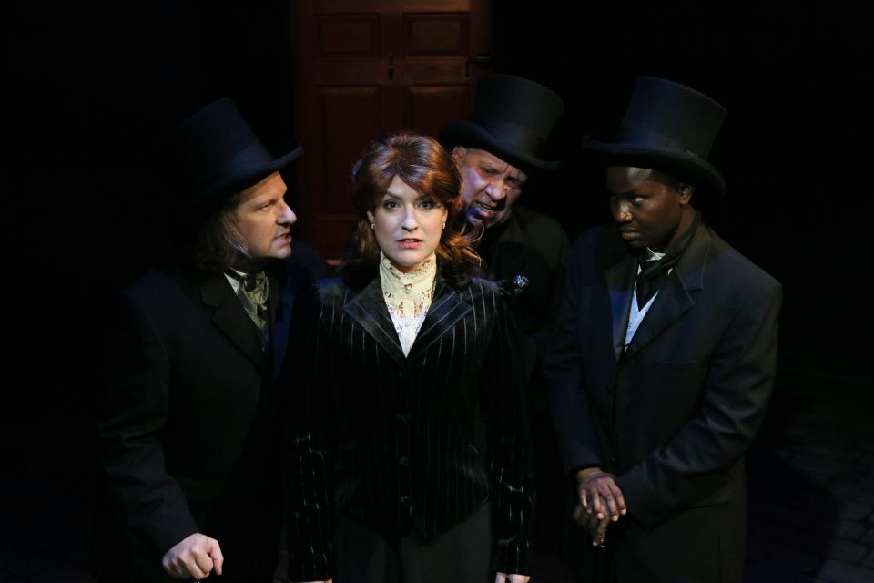 Marco Urbanic, Sarah Lawrence, Steve Costner and Elsie Adu in the play "Dr. Jekyll and Mr. Hyde," on stage at Melbourne Civic Theatre through Nov. 13, 2022. Visit mymct.org.