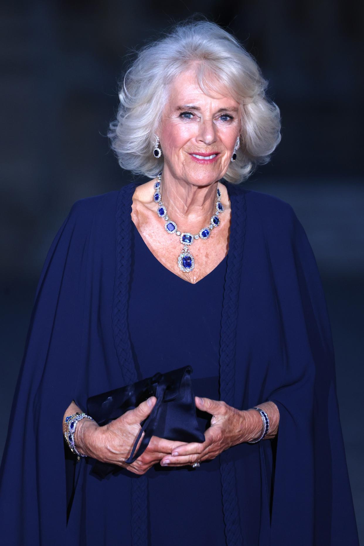 Queen Camilla paid homage to the Queen by wearing her sentimental sapphires (Chris Jackson/Getty Images)