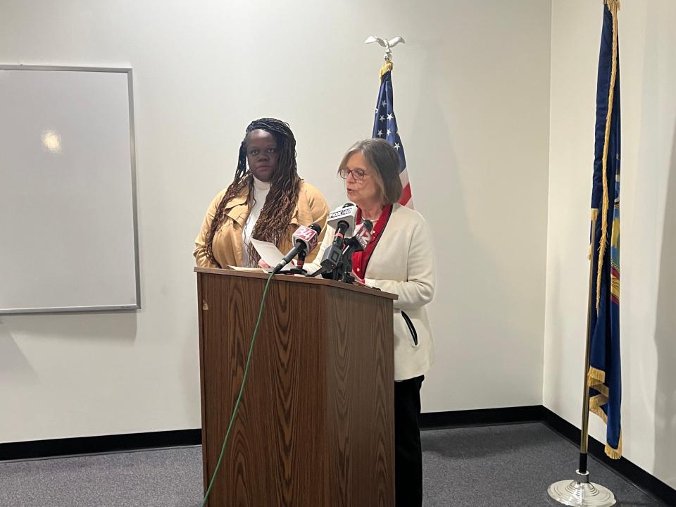 Assemblywoman Donna Lupardo and State Senator Lea Webb addressed questions Tuesday, which were brought to them by Broome County residents regarding Southern Tier CO2 Clean Energy Solutions' offer to lease land in the area.