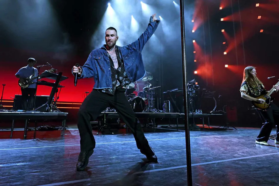 <p>Kevin Mazur/Getty Images</p>  Adam Levine of Maroon 5 performs onstage during Maroon 5 Live in Concert at Northwell Health at Jones Beach Theater on July 3, 2024