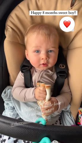 <p>Heather Rae El Moussa/Instagram</p> Tarek and Heather Rae El Moussa's son Tristan on his 8-month birthday.