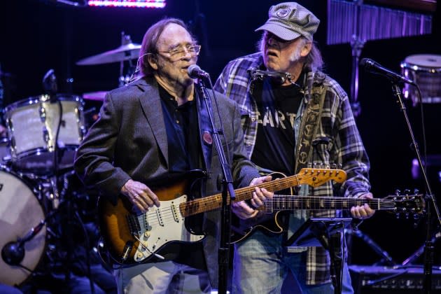 Stephen Stills and Neil Young will perform at an October benefit in California. - Credit: Harmony Gerber/Getty Images