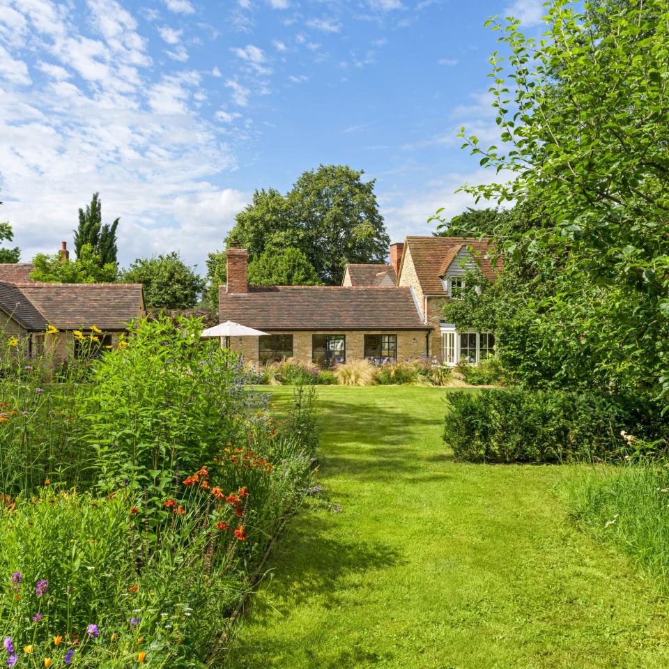 A garden with deep flower beds