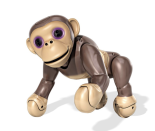 <p>Zoomer Chimp è la scimmia robot prodotta da Spin Master che si muove, gesticola ed emette i suoni tipici del suo corrispettivo animale. Dotata di riconoscimento vocale e di sensori di movimento, riesce a seguire ordini come “In piedi!”, “Balla!” e “Parla!”. Il colore degli occhi così come i movimenti facciali cambiano a seconda dell’umore. Prezzo: 119,99 dollari su amazon.com </p>