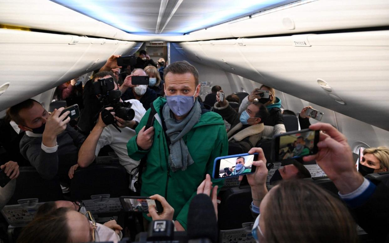 Alexei Navalny was arrested in January upon return in Russia from Germany where he was convalescing after his nerve-agent poisoning - Kirill Kudryavtsev/AFP