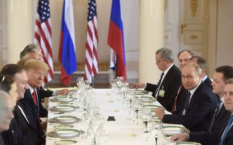 Donald Trump participates in an expanded bilateral meeting with Vladimir Putin in Helsinki - Credit: Lehtikuva/Reuters