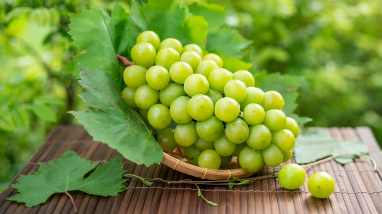 Shine Muscat grapes on table