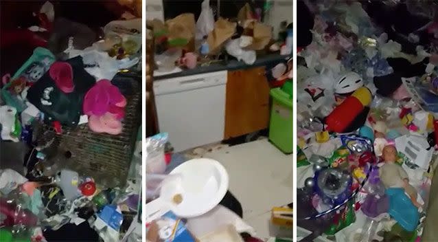 The putrid squalor that forced authorities to remove two children from their Adelaide home. Source: 7 News