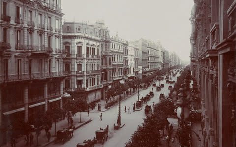 Avenue de Mayo, 1914. Unknown photographer. Gelatin silver print in Travel Albums from Paul Fleury’s Trips to Switzerland, the Middle East, India, Asia, and South America, 1896-1918 - Credit: The Getty Center The Metropolis in Latin America, 1830-1930/Courtesy of The Getty Research Institute