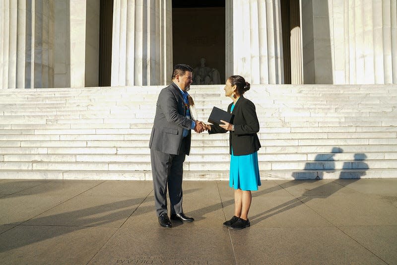 National Park Service Director Charles "Chuck" Sams was ceremonially sworn in by Interior Secretary Deb Haaland in December.