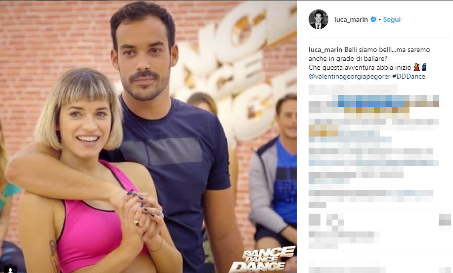 <p>Luca e Valentina non si nascondono. Non lo fanno nelle foto pubblicate da Chi in cui mostrano il sentimento che li lega. E non lo fanno sui social. Il nuotatore, infatti, ha da poco postato una foto in cui è ritratto mentre abbraccia la sua nuova fiamma, con cui parteciperà a “Dance Dance Dance”.<br>(Foto Instagram) </p>