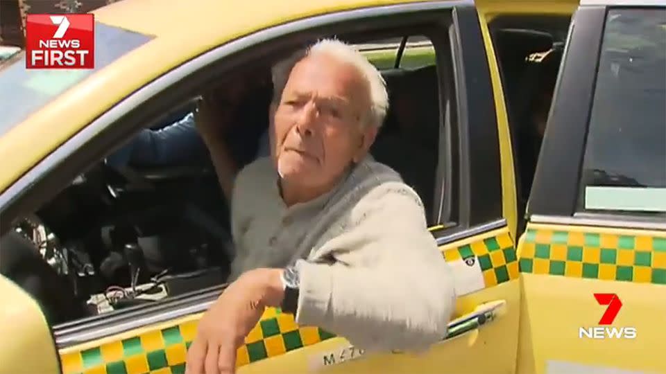 Eugenio Prenesti spat from his taxi when questioned about the feud. Source: 7 News