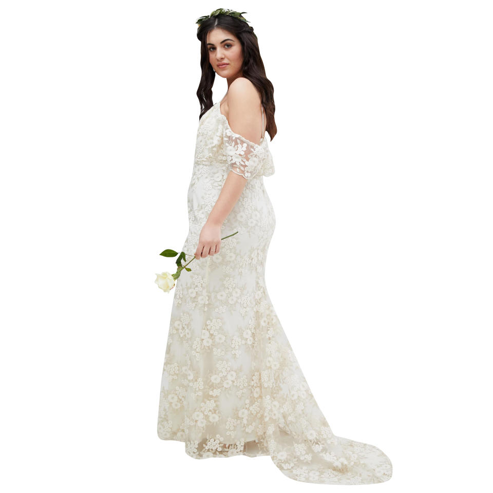 Curve Floral Lace Bandeau Maxi Wedding Dress