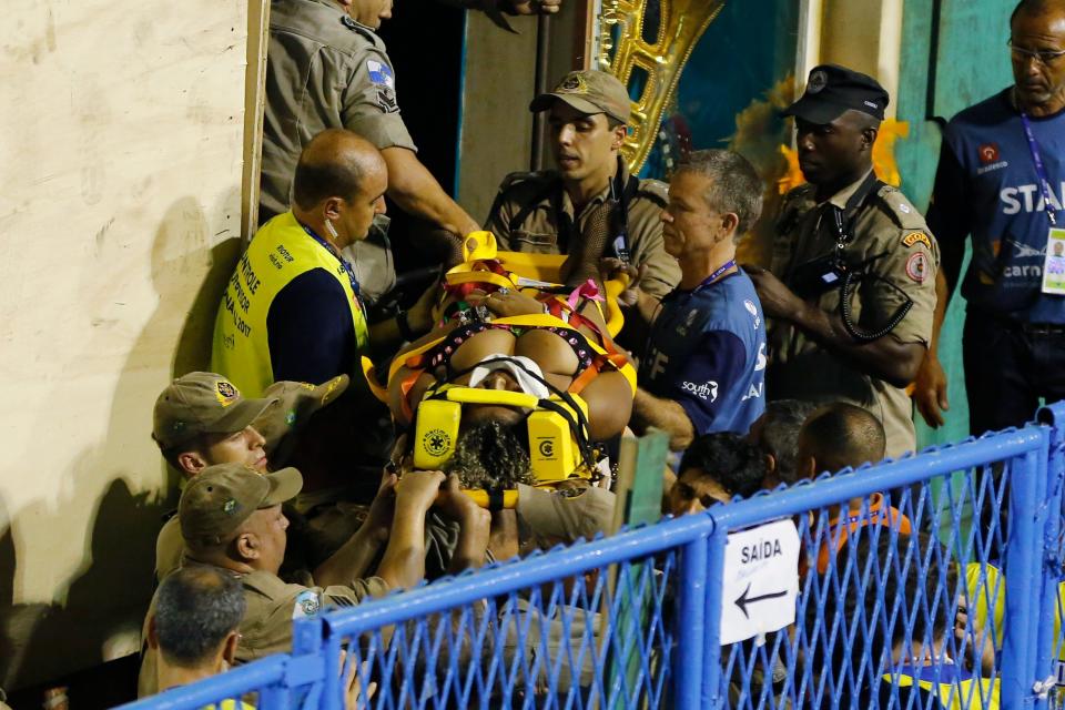 Float collapses at Rio de Janeiro's world famous Carnival parade, injuring at least 12 people