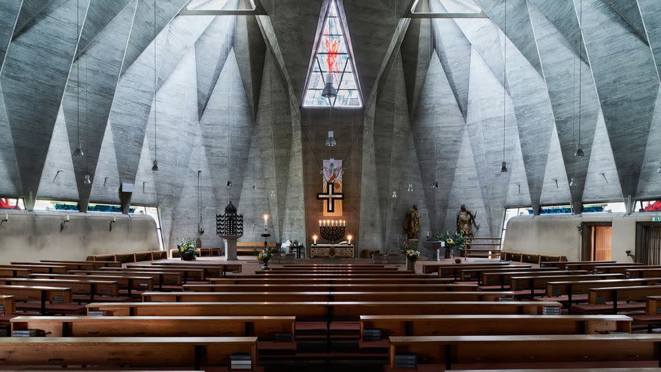 St. Paulus in Neuss, Germany, features an unusual, almost folded roof. It was designed by Fritz Schaller and finished in 1970. - Jamie McGregor Smith