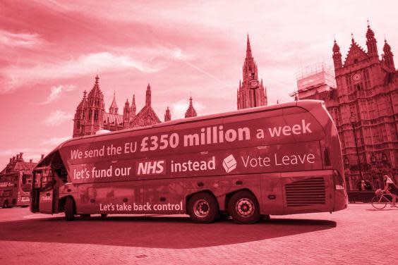 The infamous bus promising an extra £350m a week for the NHS became a defining symbol of the Brexit referendum campaign (Getty)