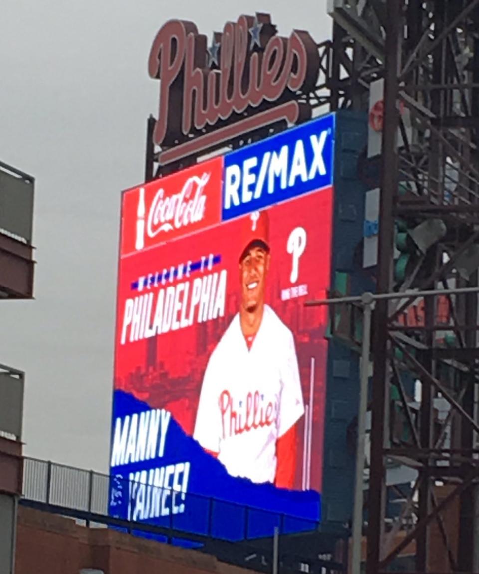 Manny Machado was welcomed to Philadelphia during his trip to meet with the Phillies. (photo via @JSalisburyNBCS)