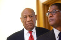 <p>Actor and comedian, Bill Cosby reacts while being notified a verdict is in at his sexual assault retrial case at the Montgomery County Courthouse in Norristown, Pa., April 26, 2018. (Photo: Mark Makela/Pool via Reuters) </p>