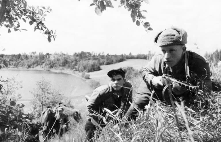 Partisanos soviéticos en la región de Leningrado, durante la Segunda Guerra Mundial