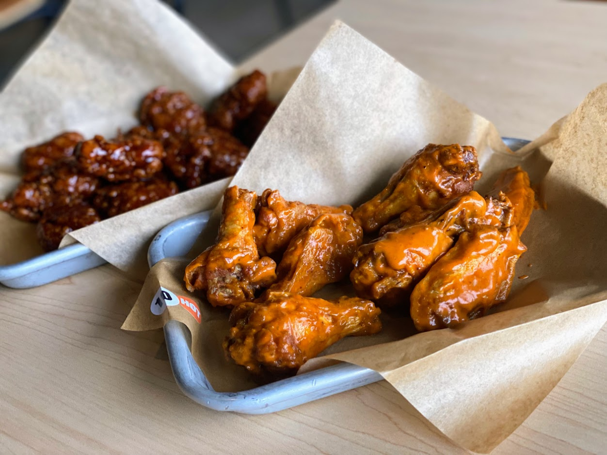 Wings on a table at Buffalo Wild Wings