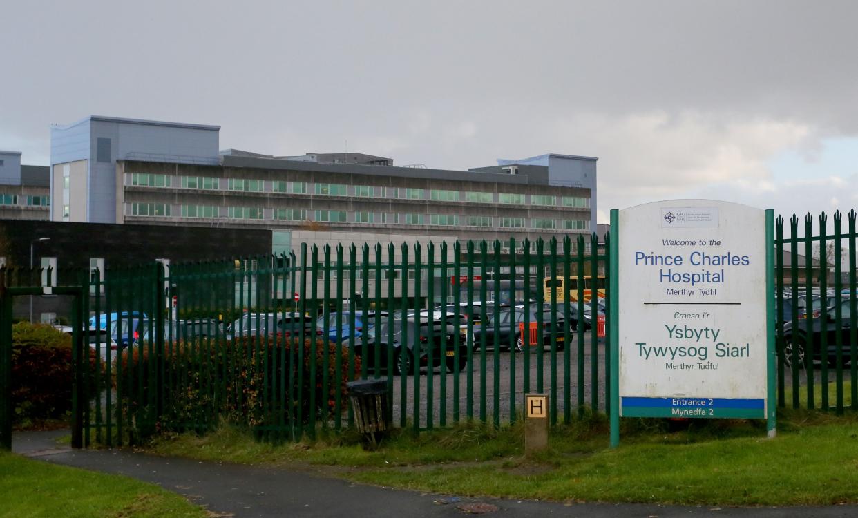 MERTHYR TYDFIL, WALES - OCTOBER 9:  A general view of Prince Charles Hospital on October 9, 2020 in Merthyr Tydfil, Wales. The hospital falls under the Cwm Taf Morgannwg University Health Board whose hospitals have reported an increase of Covid related deaths. (Photo by Huw Fairclough/Getty Images)