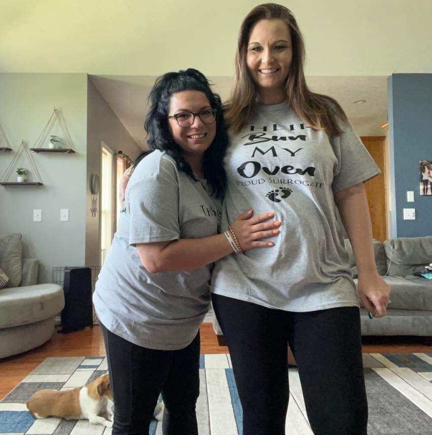 Brittany Ingle (left) with her friend and surrogate (right) Keri Fox.
