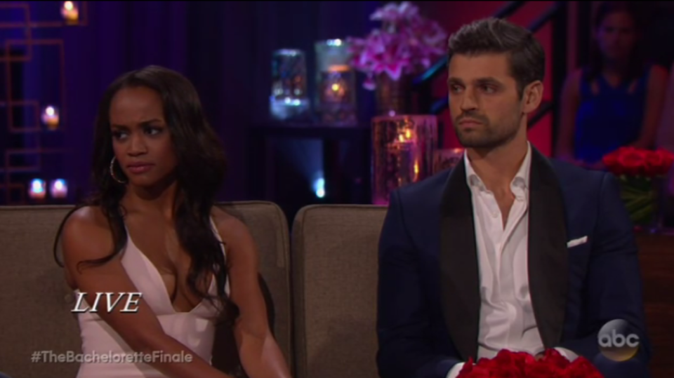 Rachel and Bryan on The Bachelorette finale.