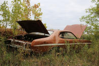 <p>Although the Plymouth Duster two-door coupe (1970 to 1976) was based on the Valiant, and shared its front end, it only sported a Valiant badge for the first year of production. It was a formidable competitor for several different cars, including AMC’s Hornet, the Chevrolet Nova, and even compact imports like the Volkswagen Beetle. It was a success story, notching up more than <strong>1.3 million</strong> sales. This looks like a mid-1970s example, 1974 being our best guess.</p>