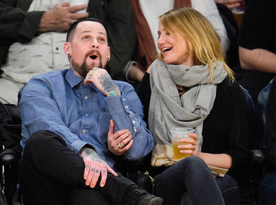 Benji Madden, Cameron Diaz, Lakers game