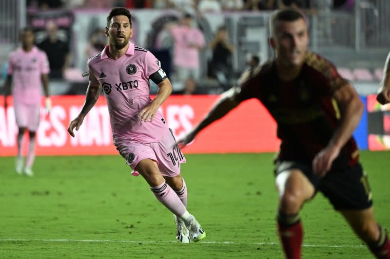 Striker Lionel Messi (L) and the Inter Miami Herons will take on Nashville SC on Saturday in Fort Lauderdale, Fla. File Photo by Larry Marano/UPI