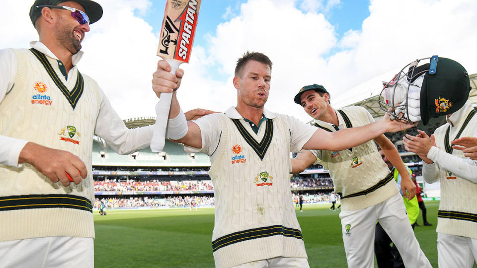 David Warner was given a guard of honour after his record innings in Adelaide.