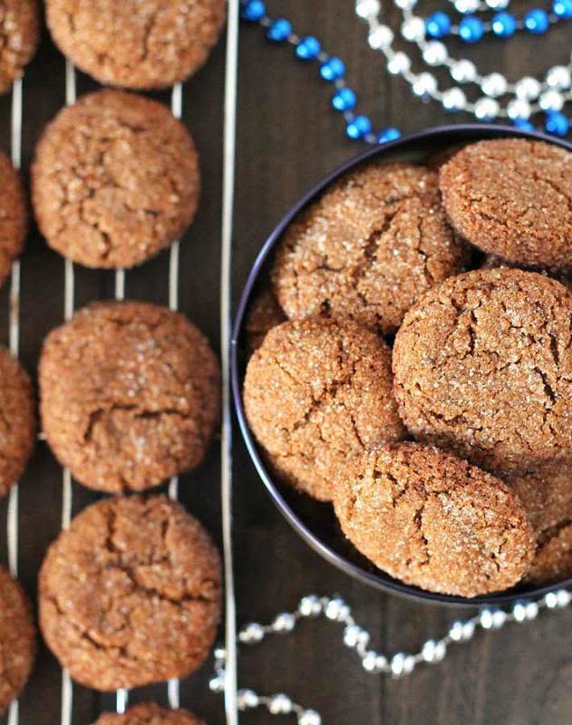 <p>Delightful Adventures</p><p>Chewy, perfectly spiced, and covered with sparkly sugar, these vegan gluten free gingerbread cookies will make a welcome addition to your Christmas baking list and become a new favorite!</p><p><strong>Get the recipe: <a href="https://delightfuladventures.com/chewy-vegan-gluten-free-gingerbread-cookies-recipe/" rel="nofollow noopener" target="_blank" data-ylk="slk:Chewy Vegan Gluten-Free Gingerbread Cookies;elm:context_link;itc:0;sec:content-canvas" class="link rapid-noclick-resp">Chewy Vegan Gluten-Free Gingerbread Cookies</a></strong></p>