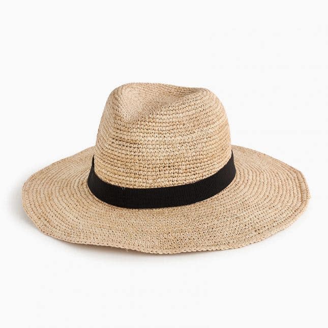 j crew wide rim packable straw hat