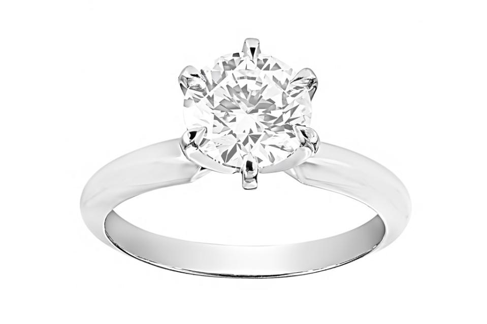 <a href="https://www.londonjewelers.com/two-by-london-round-solitaire-six-prong-ring" rel="nofollow noopener" target="_blank" data-ylk="slk:Two by London round solitaire six prong ring,;elm:context_link;itc:0;sec:content-canvas" class="link ">Two by London round solitaire six prong ring,</a> $27,500