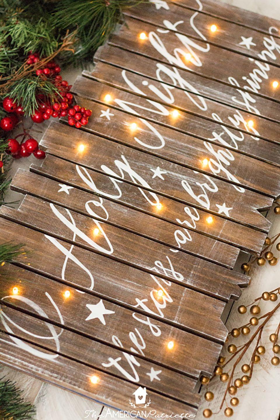 DIY Rustic Light-Up Christmas Sign